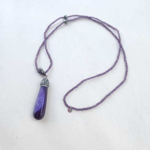 Crown Nine CN Long Necklace 36" Amethyst, Purple Crystal New - Picture 2 of 9